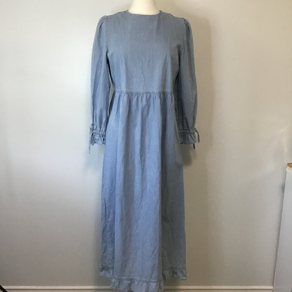 Benin Plain Crew Neck Dress with Back Keyhole Button Size 8